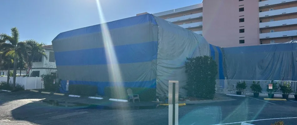 Fumigation tent in Miramar, FL, for pest control.