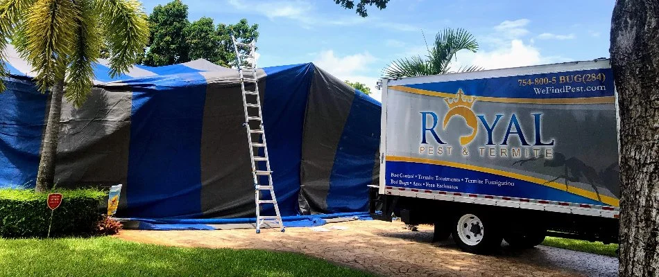 A home being fumigated in Coconut Creek, FL.